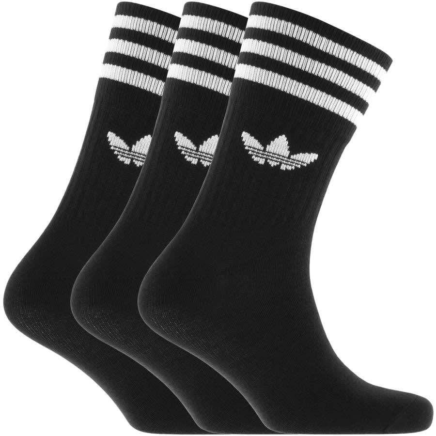 Alternative Image for Productadidas Originals Three Pack Solid Crew Socks Black1
